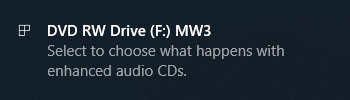 "Select to choose what happens with enhanced audio CDs."